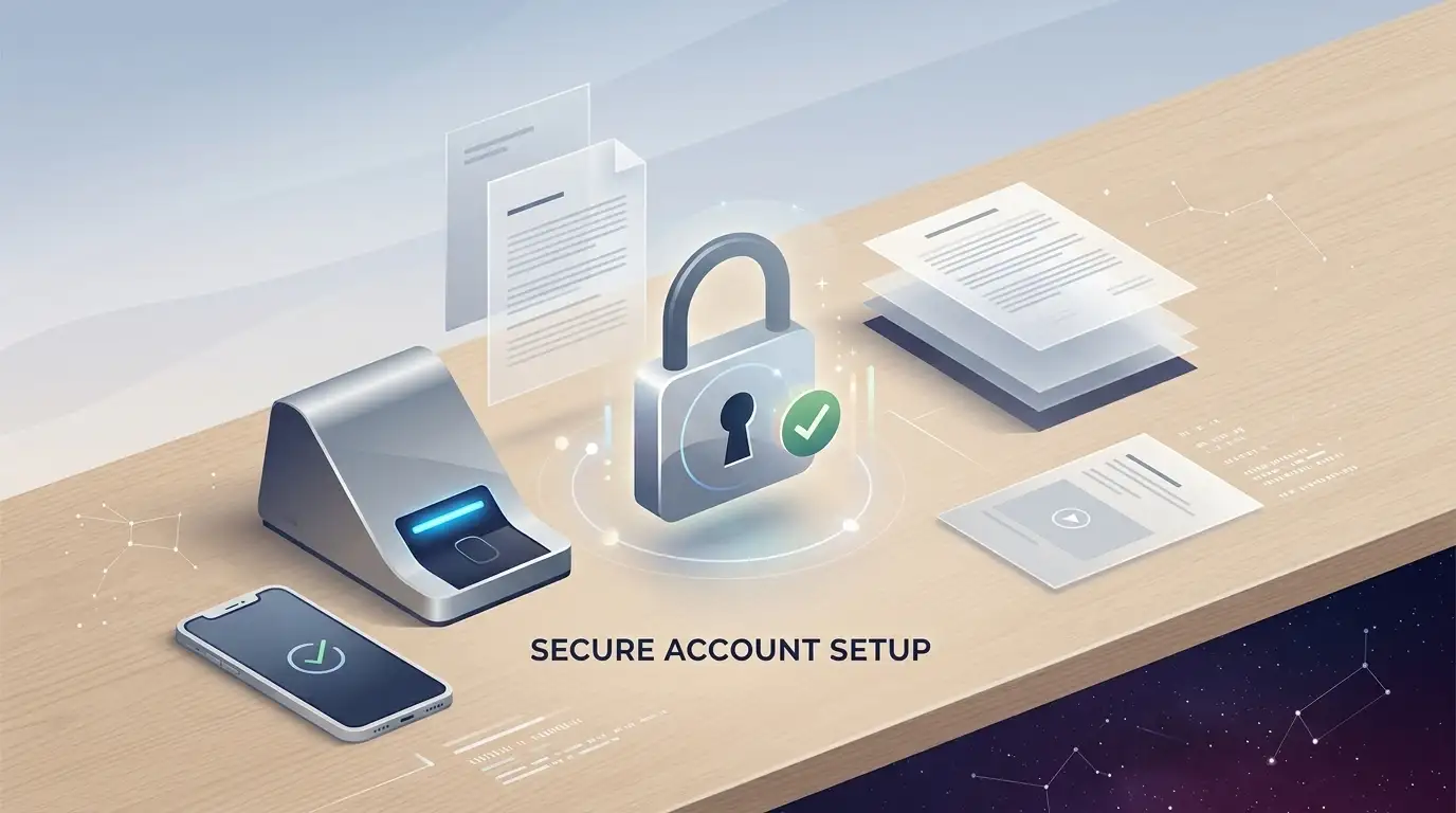 Illustration of a secure online casino account setup