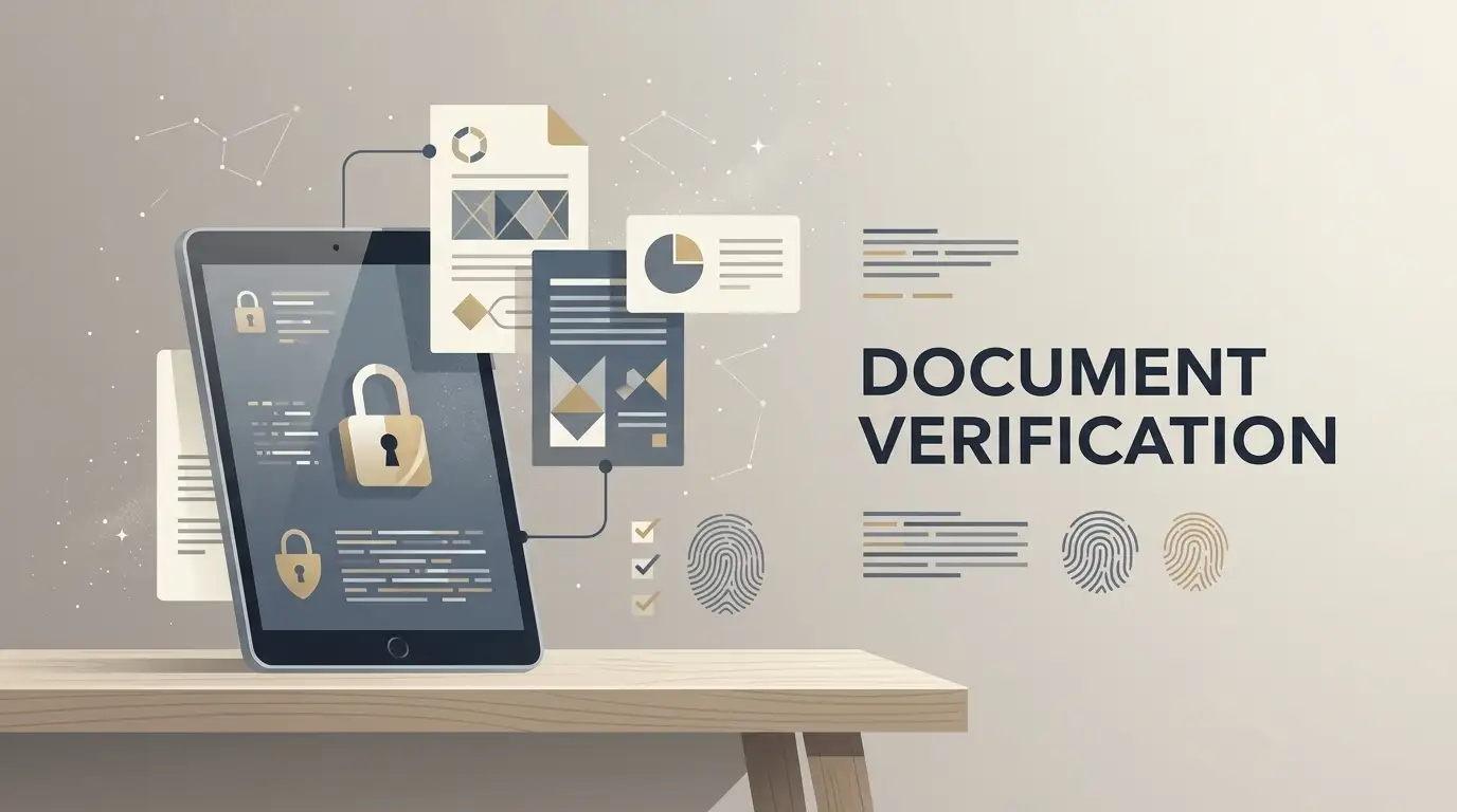 Illustration of identity verification and secure document checking