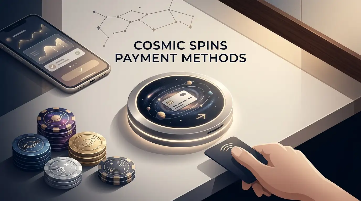 Abstract payment-method scene for the Cosmic Spins payments guide