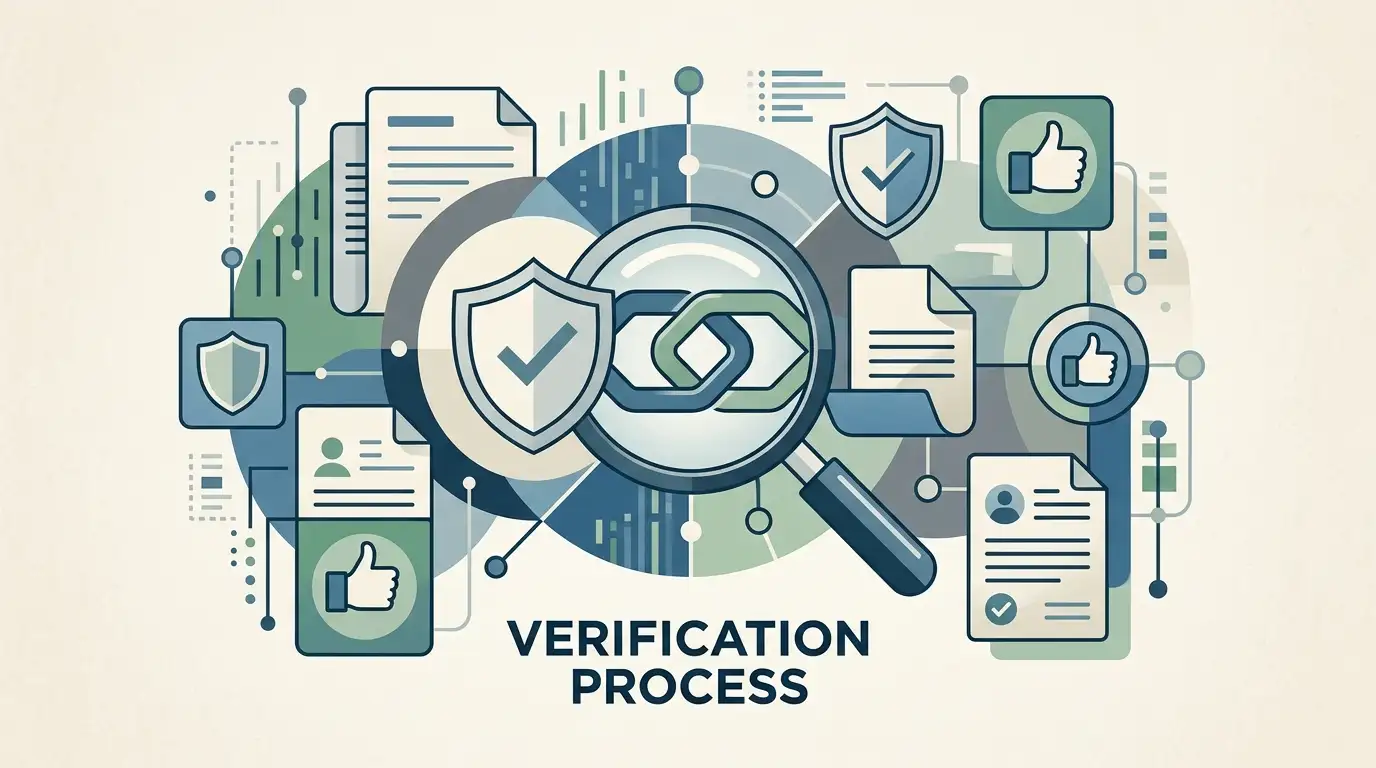 Abstract editorial illustration representing licence checks and casino trust